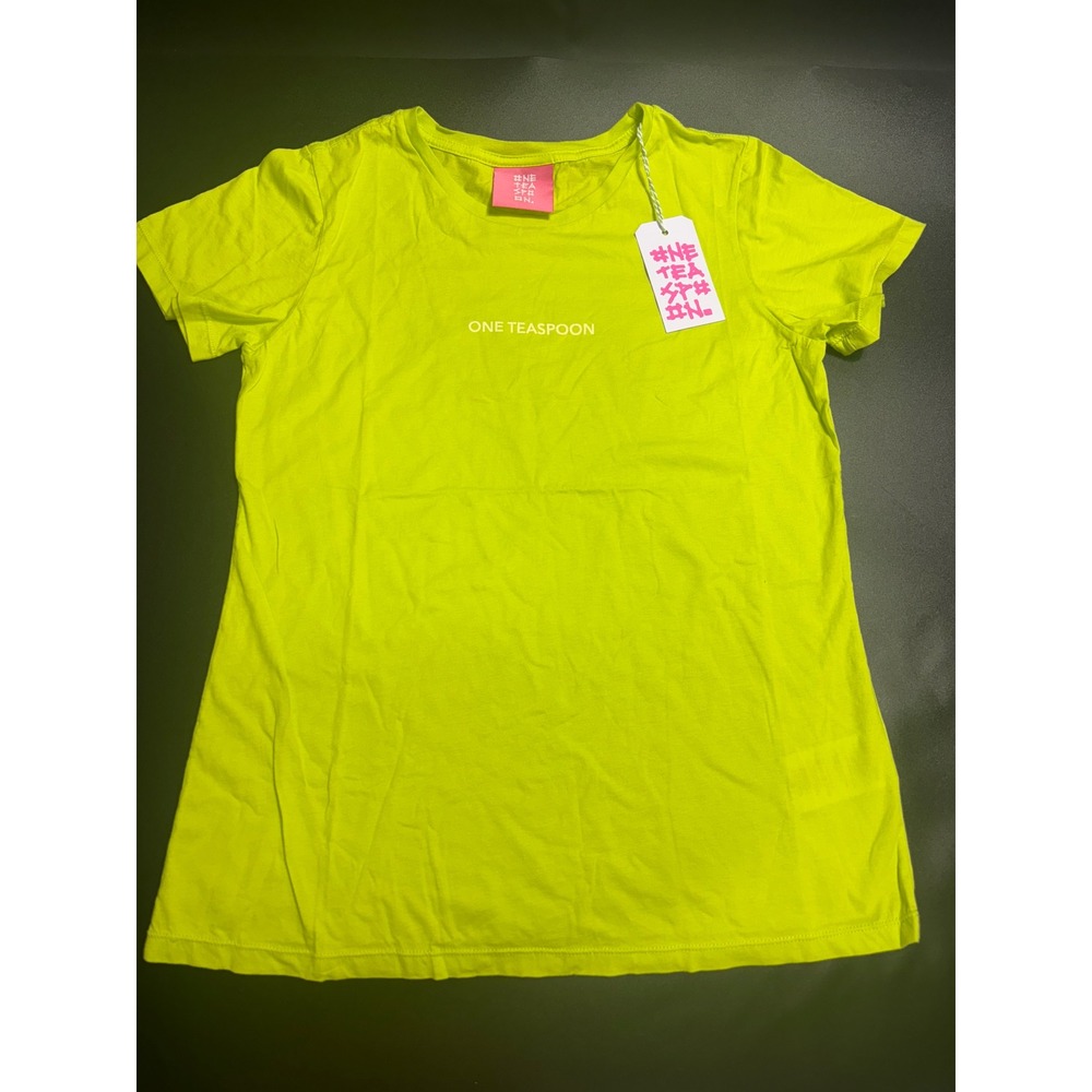 One Teaspoon NEW‎ Fitted Logo Tee Chartreuse Green Short Sleeve Top XL